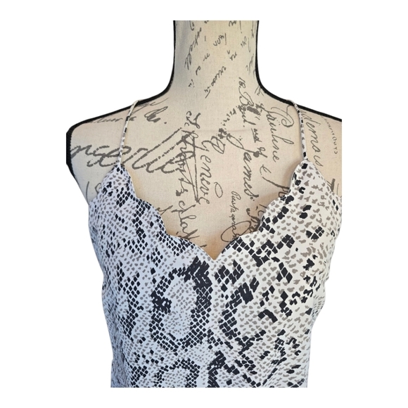 J. Crew White Black Snake Print Spaghetti Strap Cami Tank Top 2 - Picture 2 of 7